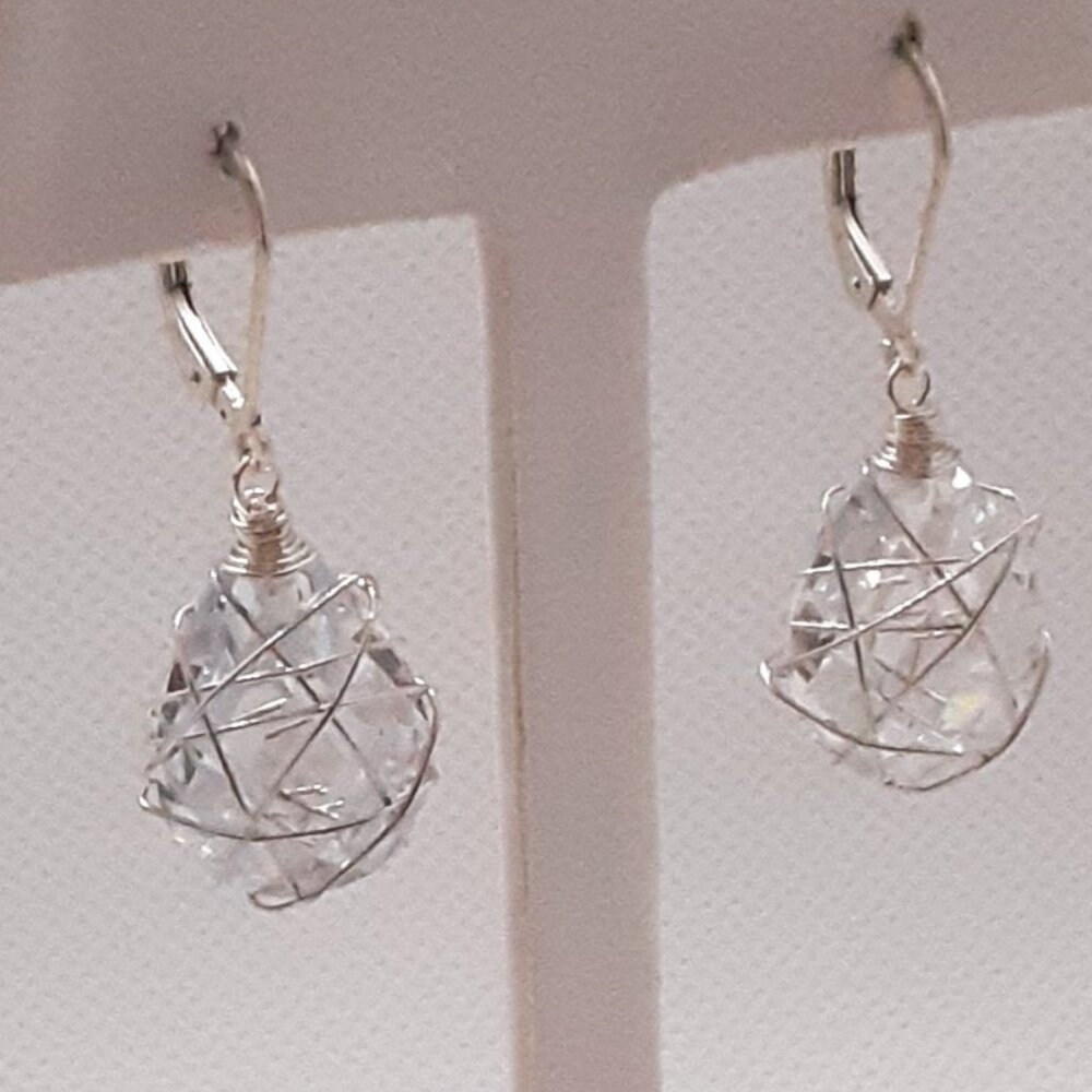 Designer Nina Nyugen -- New sterling silver and wrapped crystal drop earrings - Picture 3 of 10